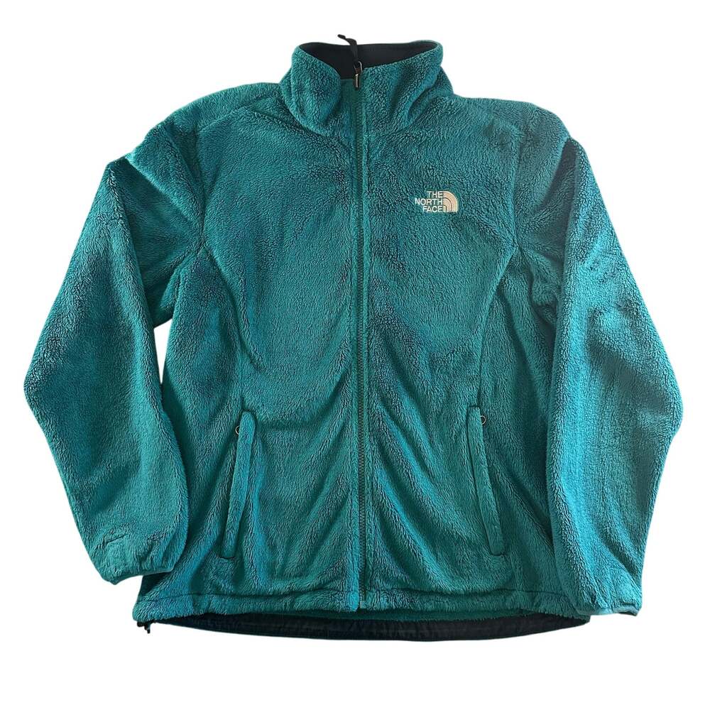The North Face Womens Med Oscito Turquoise Green Full Zip Fleece Jacket Sherpa